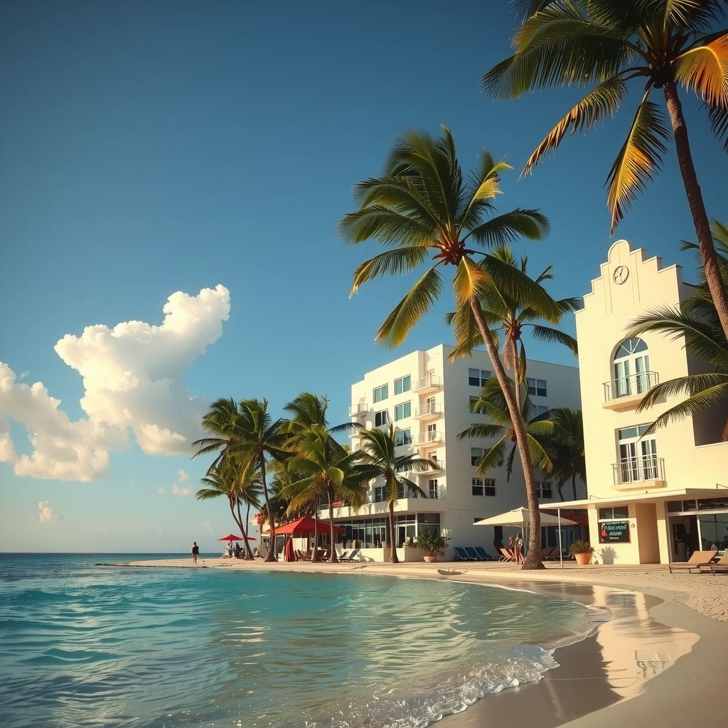 Тропические пляжи Майами с пальмами